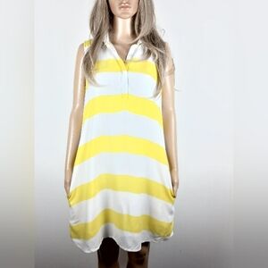 Beachlunchlounge Sleeveless Yellow Stripe Sun Dress swimsuit cover-up Size S